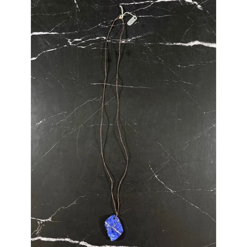 Unpolished Raw Lapis Lazuli Stone Corded 24in Pendant 1in X .75in